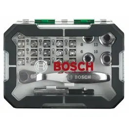 Bosch - Set d'embouts de vissage 26 pièces avec cliquet et douilles - Kit PH, PZ, S, T, HEX - Boîte de rangement