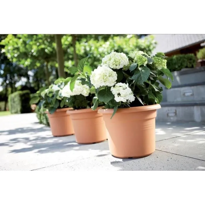 ELHO Pot de fleurs vert Green Basics cylindre - Ø 43,8 x H 33,8 cm - Terre cuite douce - Utilisation extérieure ELHO Pot de fleurs vert Green Basics cylindre - Ø 43,8 x H 33,8 cm - Terre cuite douce - Utilisation extérieure