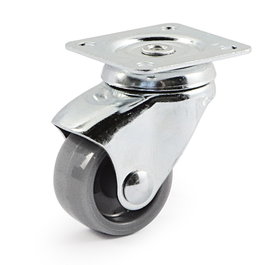 Q&Q Roue pivotante avec anneau en plastique gris - Diamètre 40 mm - Plastique zincé