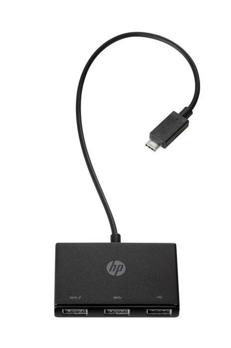 HP Concentrateur USB-C vers USB-A avec 3 ports USB 3.0 pour ordinateur portable - Hub portable léger pour connexion clavier, souris, stockage et charge