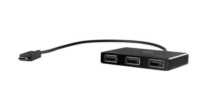 HP Concentrateur USB-C vers USB-A avec 3 ports USB 3.0 pour ordinateur portable - Hub portable léger pour connexion clavier, souris, stockage et charge