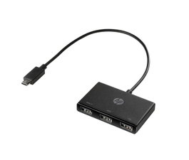 HP Concentrateur USB-C vers USB-A avec 3 ports USB 3.0 pour ordinateur portable - Hub portable léger pour connexion clavier, souris, stockage et charge