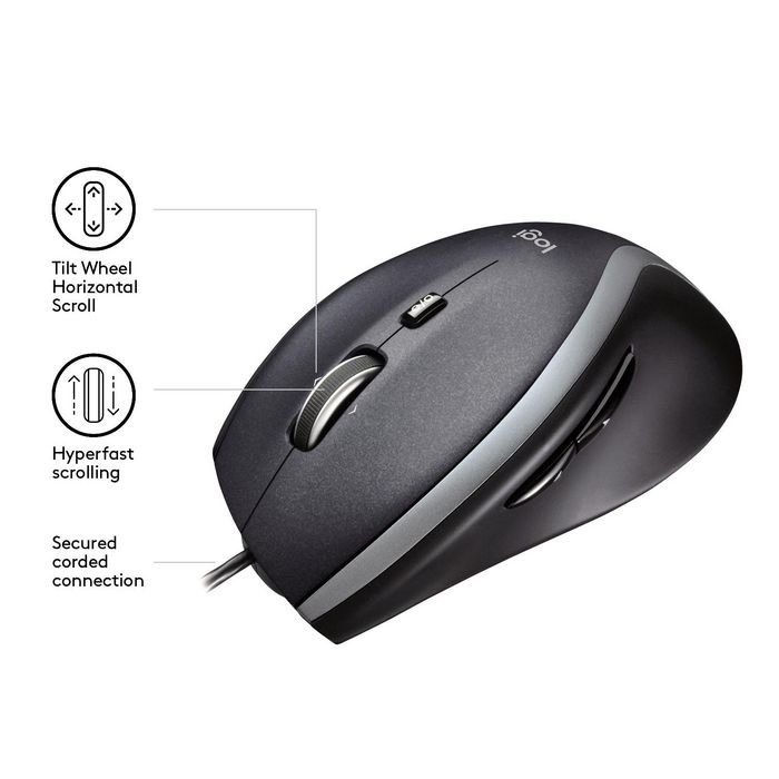 Logitech Souris Filaire M500 - Laser avec Dédilement Ultrapide et Boutons Programmables - Confort pour le Travail et le Jeu