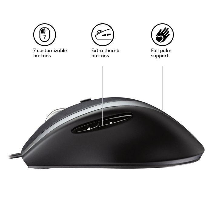 Logitech Souris Filaire M500 - Laser avec Dédilement Ultrapide et Boutons Programmables - Confort pour le Travail et le Jeu
