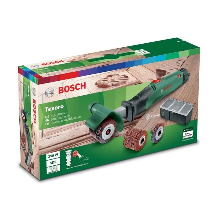 Bosch - Ponceuse multifonction TEXORO 250W pour bois et métal - Pour surfaces profilées, bombées, balustrades, plinthes Bosch - Ponceuse multifonction TEXORO 250W pour bois et métal - Pour surfaces profilées, bombées, balustrades, plinthes