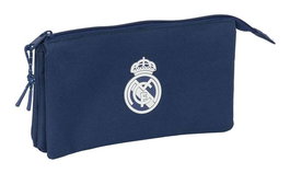 Real Madrid - Trousse triple fille, marin, 22 x 12 x 3 cm - Article officiel licencié