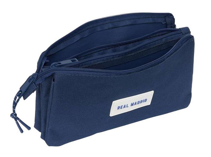 Real Madrid - Trousse triple fille, marin, 22 x 12 x 3 cm - Article officiel licencié