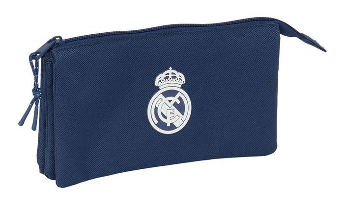 Real Madrid - Trousse triple fille, marin, 22 x 12 x 3 cm - Article officiel licencié