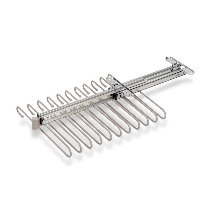 Emuca Porte-pantalons extractible, 11 tiges, guides d'extraction totale, Acier, Peint gris pierre Emuca Porte-pantalons extractible, 11 tiges, guides d'extraction totale, Acier, Peint gris pierre