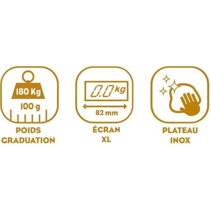 Little Balance 8159 EXCLUSIF Pèse-personne Inox - Capacité 180 kg, Précision 100 g, Plateau 300x300 mm, Écran LCD