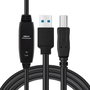 MicroConnect Câble USB 3.2 Gen 1 Actif A-B 10m M-M, Noir