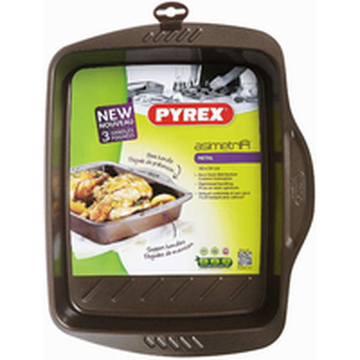 Pyrex Plat à four rectangulaire Asimetria, Acier Chocolat, 30 x 24 cm
