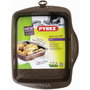 Pyrex Plat à four rectangulaire Asimetria, Acier Chocolat, 30 x 24 cm