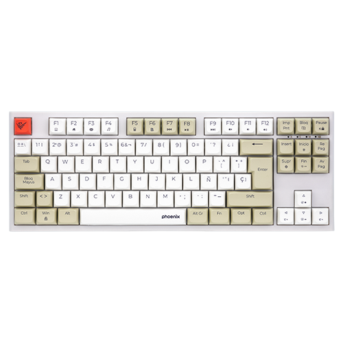 Phoenix Royal Teclado Gaming Mécanique 87 Touches Switches Outemu Brown PBT Blanc