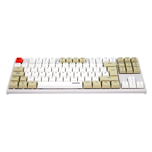 Phoenix Royal Teclado Gaming Mécanique 87 Touches Switches Outemu Brown PBT Blanc