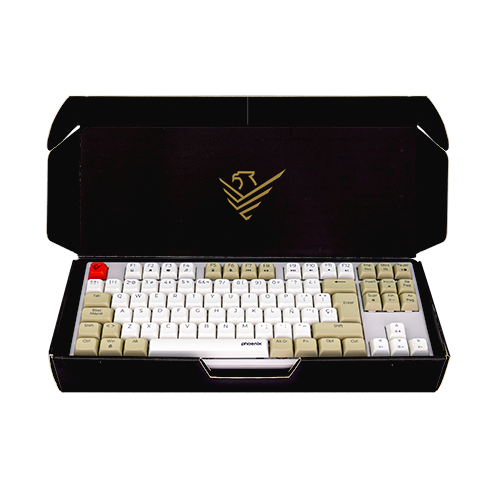 Phoenix Royal Teclado Gaming Mécanique 87 Touches Switches Outemu Brown PBT Blanc