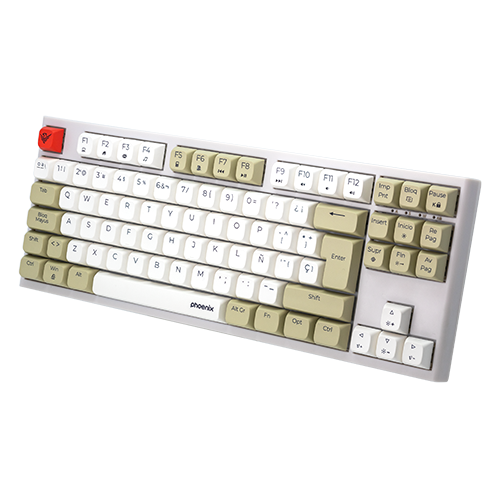 Phoenix Royal Teclado Gaming Mécanique 87 Touches Switches Outemu Brown PBT Blanc