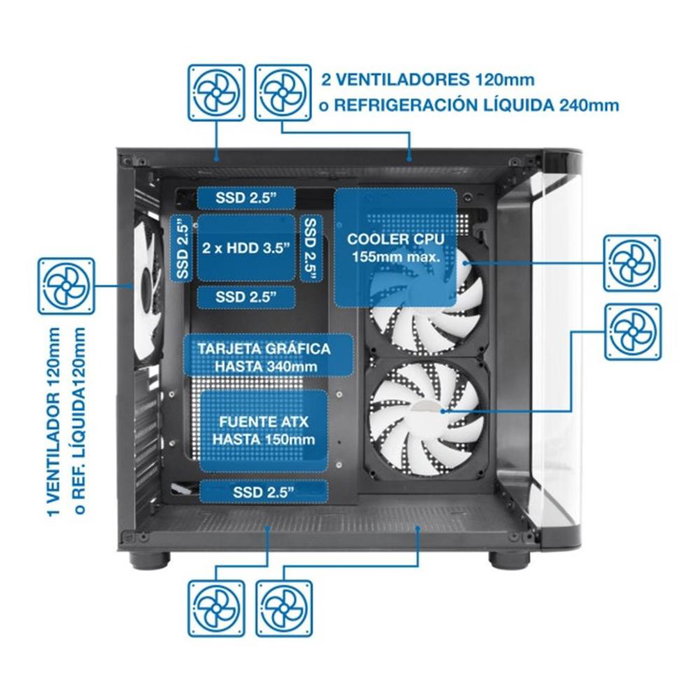 Coolbox GM100 Vision Boîtier PC Gaming MicroATX ARGB Verre Trempé Noir Coolbox GM100 Vision Boîtier PC Gaming MicroATX ARGB Verre Trempé Noir
