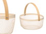 KINVARA Panier Rond Beige avec Poignée en Bambou