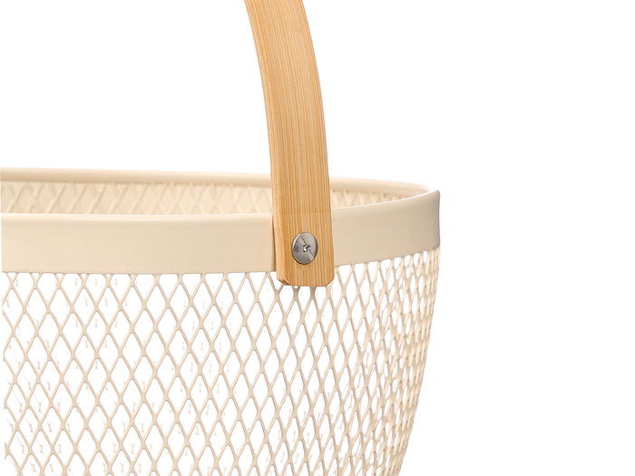 KINVARA Panier Rond Beige avec Poignée en Bambou KINVARA Panier Rond Beige avec Poignée en Bambou
