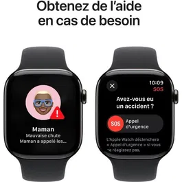 Apple Watch Series 10 GPS + Cellular 46mm, Boîtier Slate Titanium, Bracelet Sport Noir Taille M/L