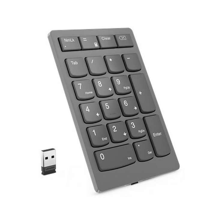 Lenovo Pavé numérique sans fil 2.4 GHz, 21 touches tactiles, Gris
