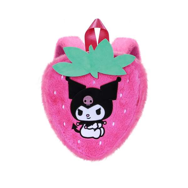 Karactermania Kuromi Sac à dos en peluche motif Fraise - Polièster, compartiment principal avec fermeture éclair, bretelles ajustables - 30x30x10 cm