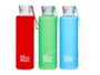 IRISANA Bouteille réutilisable en verre borosilicate avec housse en silicone bleu, 550 ml
