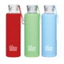 IRISANA Bouteille réutilisable en verre borosilicate avec housse en silicone bleu, 550 ml