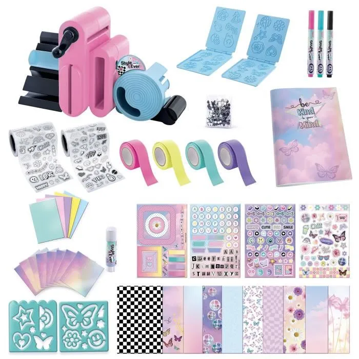 Canal Toys Studio de Scrapbooking 3 en 1 Style 4 Ever pour Carnets, Créations Papier et Décoration, Machine à Gauffer, Stickers, Tapes, Colle, 6 ans et plus, Blanc