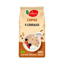 EL GRANERO Copos de 5 Céréales Bio 500g (Pack de 12) unitarisesable
