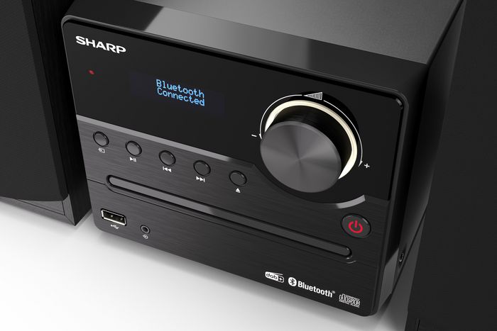 Sharp Micro Système Audio XL-B517D 45 W Noir - 2.0 avec CD, Bluetooth 5.0, DAB+, Radio FM, Lecteur USB et Haut-parleurs en Bois
