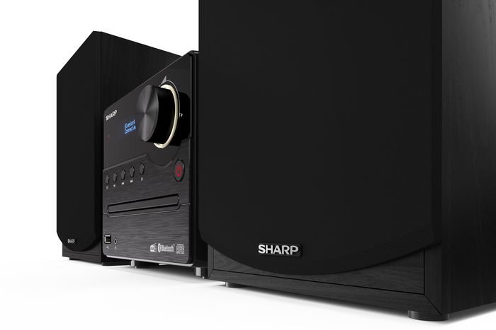 Sharp Micro Système Audio XL-B517D 45 W Noir - 2.0 avec CD, Bluetooth 5.0, DAB+, Radio FM, Lecteur USB et Haut-parleurs en Bois