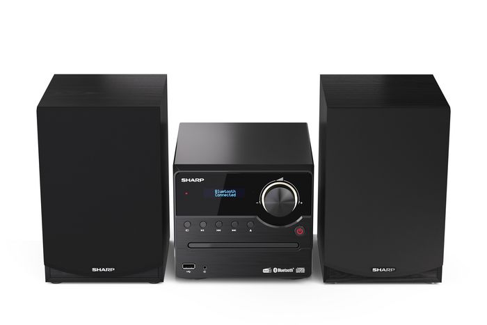 Sharp Micro Système Audio XL-B517D 45 W Noir - 2.0 avec CD, Bluetooth 5.0, DAB+, Radio FM, Lecteur USB et Haut-parleurs en Bois