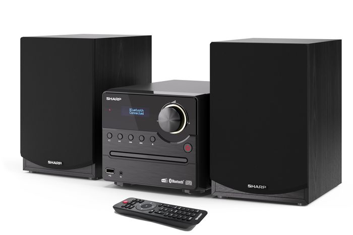Sharp Micro Système Audio XL-B517D 45 W Noir - 2.0 avec CD, Bluetooth 5.0, DAB+, Radio FM, Lecteur USB et Haut-parleurs en Bois