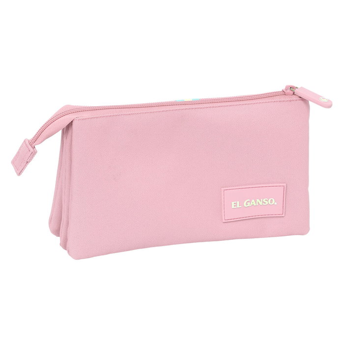 Trousse Fourre-Tout Triple El Ganso Pink Rose 22 x 12 x 3 cm