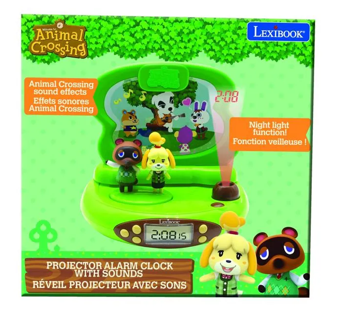 Lexibook Réveil Projecteur 3D Animal Crossing avec Sons et Veilleuse - Projection de l'Heure au Plafond
