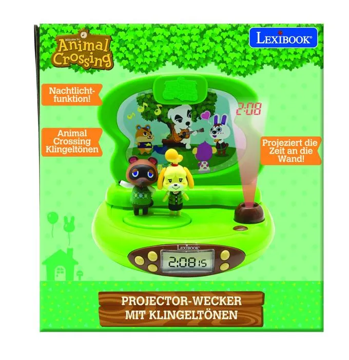 Lexibook Réveil Projecteur 3D Animal Crossing avec Sons et Veilleuse - Projection de l'Heure au Plafond