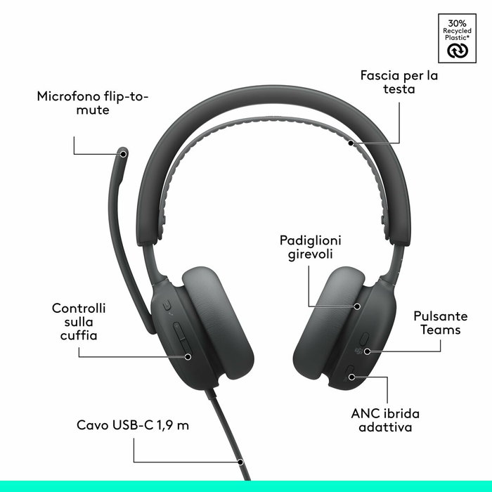 Logitech Zone Wireless 2 ES Business Graphite, Teams Version