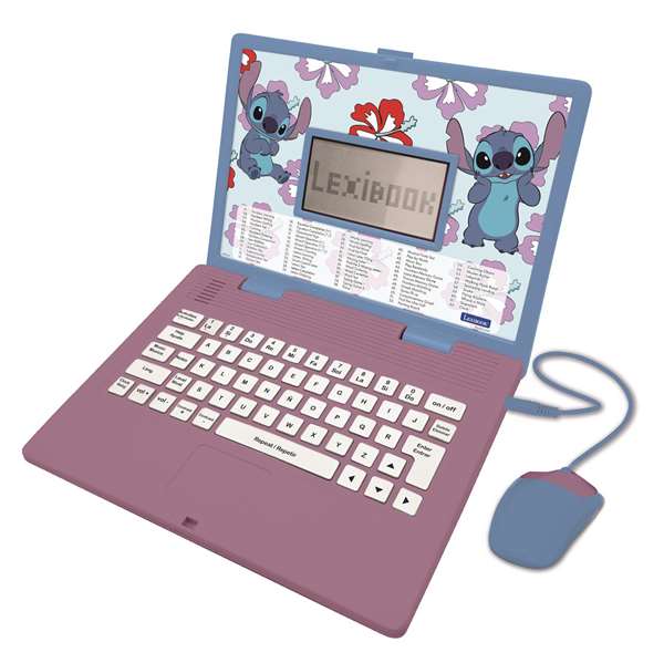 Lexibook Ordinateur éducatif bilingue français/anglais Stitch avec 124 activités, lumières et sons (34 x 4.6 x 25.5 cm)