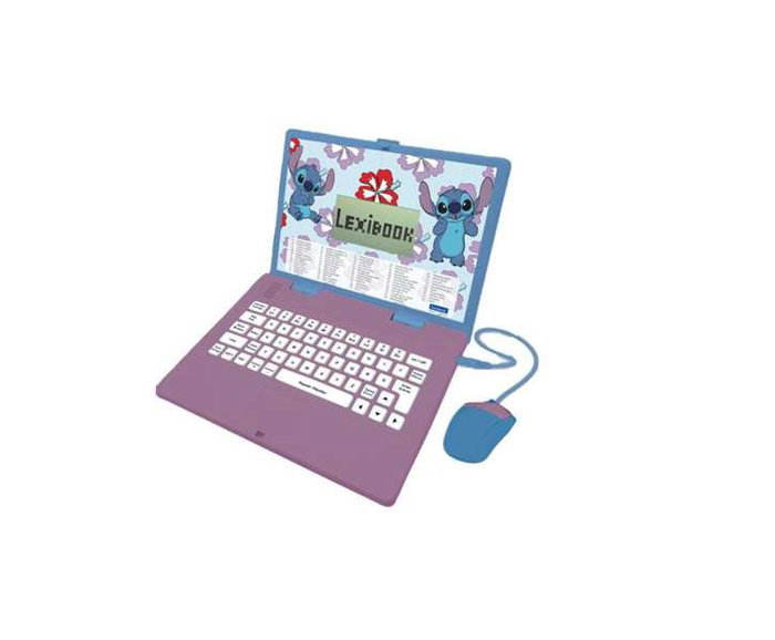 Lexibook Ordinateur éducatif bilingue français/anglais Stitch avec 124 activités, lumières et sons (34 x 4.6 x 25.5 cm)