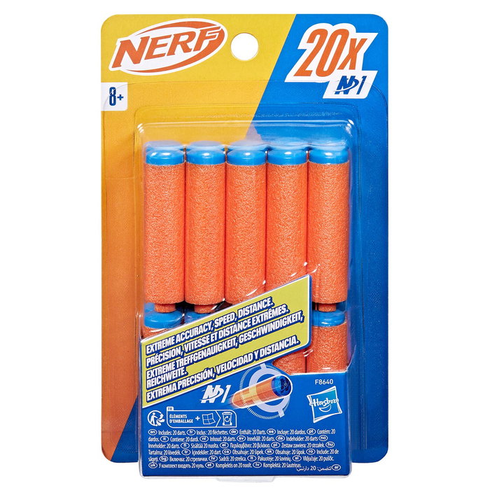NERF Hasbro Recambio F8640 - Pack de 20 Dards N1 pour Série N - Puntería et Précision Maximale NERF Hasbro Recambio F8640 - Pack de 20 Dards N1 pour Série N - Puntería et Précision Maximale