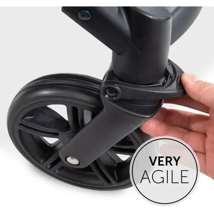 Hauck Poussette compacte Rapid 4 - Poussette 4 roues noir, pliage d'une main, suspension, jusqu'à 25 kg (4 ans), guidon réglable, grand panier