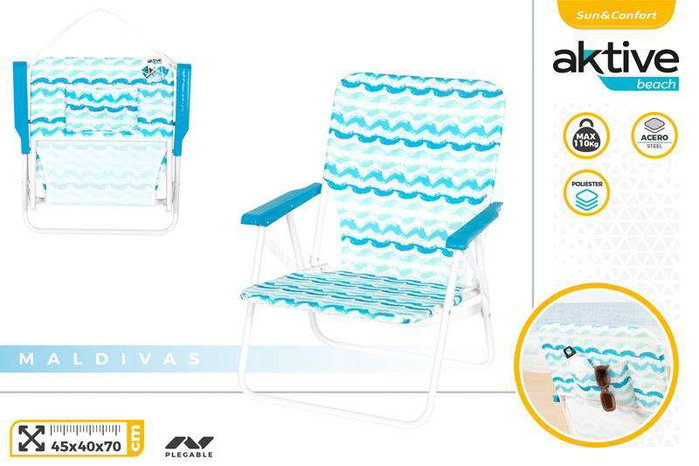 Color Baby Chaise de pliage pliable basse et fixe pour plage 45 x 40 x 70 cm