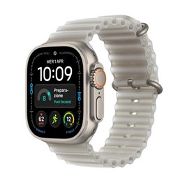 Apple Watch Ultra 4 GPS + Cellular 49 mm titane naturel et bracelet Ocean gris translucide