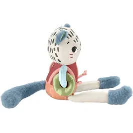 Fisher-Price Uncia mon Léopard des Neiges Jouet d'éveil pour bébé - Peluche sensorielle avec activités motrices et en plastique recyclé