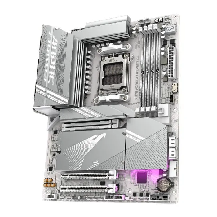 Gigabyte X870 A ELITE WF7 ICE Carte mère AMD AM5 (DDR5, PCIe 5.0, USB-C, 2.5Gb LAN, Wi-Fi 7, Audio)
