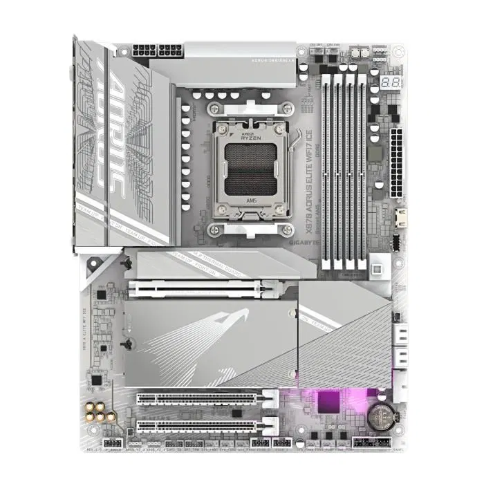 Gigabyte X870 A ELITE WF7 ICE Carte mère AMD AM5 (DDR5, PCIe 5.0, USB-C, 2.5Gb LAN, Wi-Fi 7, Audio)