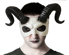 Antifaz Masque Demoniaco Blanco con Cuernos Negros - Style Rustique pour Déguisement Halloween, Théâtre, Festival Gothique