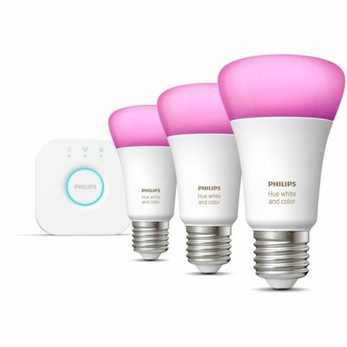 Philips Hue White and Color Ambiance, Kit de démarrage 3 ampoules E27, 75W, Bluetooth